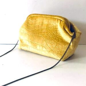 Anthropologie Mollie Velvet Clutch in yellow